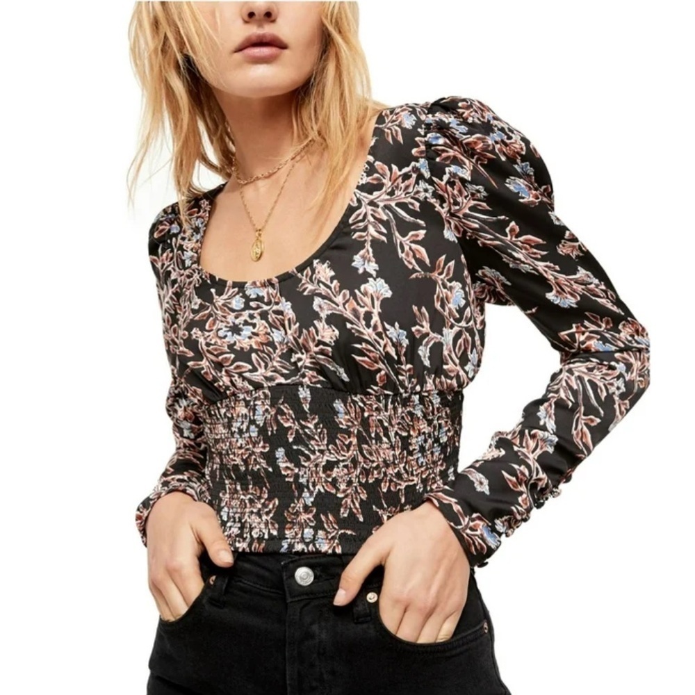 Free people Santiago 
 Floral Black and White Women's Top XS
